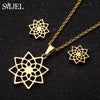 Stainless Steel Lily Flower Necklace Set with Matching Earrings and 45 cm Chain - Image 12