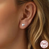 Silver Mini Heart Stud Earrings Platinum Plated Simple Glossy Earrings for Women Sweet Jewelry Gift - Image 3