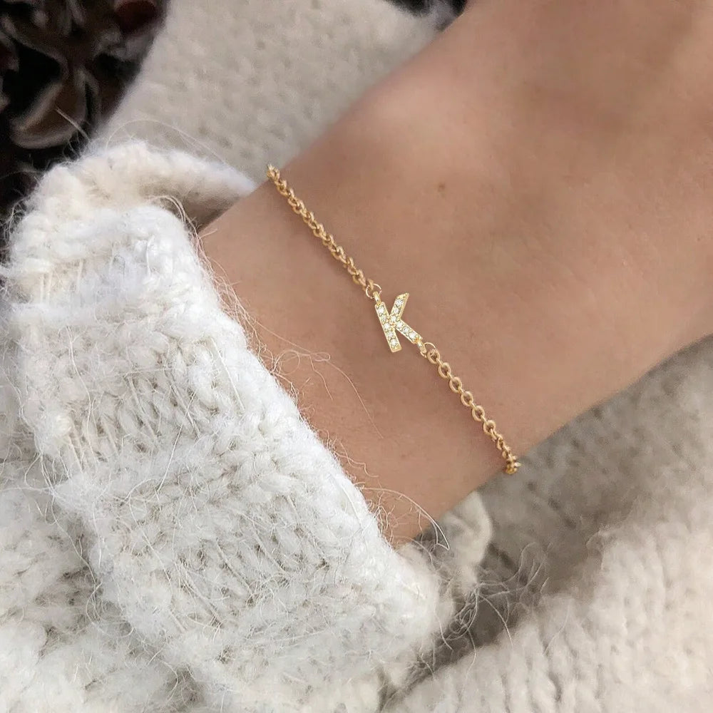 Delicate Letter Bracelet For Women Initials Bracelets Gold Plated Stainless Steel Chain Jewelry Birthday Anniversary Gifts - Image 1