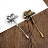Lotus Flower and Deer Brooch in Antique Gold-Tone or Silver-Tone - Image 1