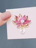 Elegant Lotus Flower Enamel Pins for Women Gold Plated Bouquet Drop White Pearl Brooches Weddings Clothes Accessories - Image 5