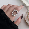 Silver Rings For Women Simple Vintage Handmade Adjustable Finger Hollow Ring Band Female Gift - Image 1