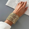Layered Wide Bangle Bracelet with Acrylic Bead Accents - Image 8