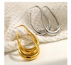 Hollow Pear-Shaped Stainless Steel Hoop Earrings in Silver-Tone or Gold-Tone - Image 12