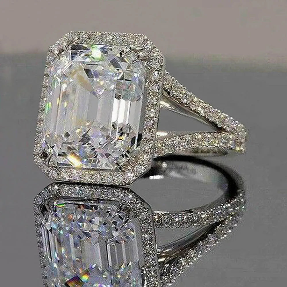 Simple Design Wedding Bands Rings for Women Inlaid Big Square Cubic Zirconia Engagement Party Jewelry - Image 1