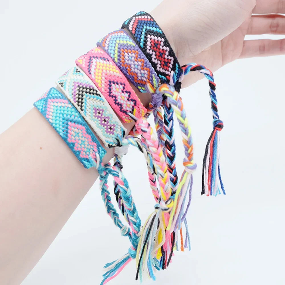 Weave Bracelet Friendship Bohemian Vintage Cotton Rope String Nepal Yoga Ethnic Rainbow Boho Woven Braided Bracelets - Image 1