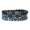 3Pcs/Set Men Natural Tiger Eye Lava Rock Beaded Bracelets Matte Black Onyx Stone Strand Bracelet For Man Yoga - Image 12