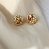 Hiphop Punk Metal Twist Knit Knot Ball Stud Earring for Women Gold Color Female Twine Ear Jewelry Christmas Gift - Image 1