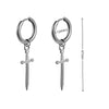 1Pair Punk Lock Lightning Chain Feather Leaf Stainless Steel Male Woman's Piercing Hoop Earring for Man Jewelry Vintage - Image 36