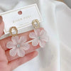 Flower Hanging Earrings White Enamel Floral Acrylic Petals Crystal Imitation Pearl Dangle Earrings for Women - Image 3