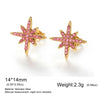 Shinny Clear Zircon North Star Stud Earring Stainless Steel Gold Color Women's Earrings Jewelry Gift - Image 9