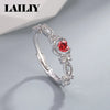 Silver Gold Adjustable Heart Shaped Ring with Diamonds and Rubies Ring for Women Jewelry - Image 3