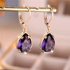 Charm Female Purple Water Drop Zircon Stone Hoop Earrings Gold Color Simple Wedding Jewelry For Women - Image 1