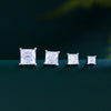 QooLady Silver Shiny Square Cubic Zirconia Stud Earrings for Women Jewelry Accessories Gift - Image 2