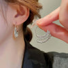 Metal C-Shaped Tassel Chain Earring for Women Elegant Silver Color Waterdrop Geometric Temperament Drop Earrings Jewelry - Image 2