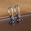 2PCS Zircon Flower Pendant Hoop Earrings for Women Simple Sweet Stainless Steel Earring Piercing Jewelry - Image 16