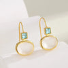 Elegant Round Dangle Earrings Pink Stone Gold Color Earrings Women Jewelry - Image 1