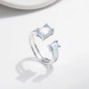 Silver Rectangle Emerald Cut Light Blue CZ Ring Delicate Adjustable Finger Ring For Women Girl Party Jewelry - Image 4