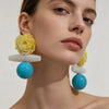 Gradient yellow peony earrings - Image 1
