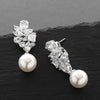 Silver Brilliant CZ Bridal Wedding Pearl Earrings for Women Bling Bling Drop Earrings for Women Jewelry - Image 2