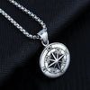 Hip Hop men's Necklace Viking Compass Pendant Retro Silver Color Stainless Steel Chain Punk Style Jewelry Gift - Image 1