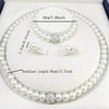 3 Pcs set Imitation Pearl Fireball Necklace Bracelet Earring Stud Jewelry Set Silver Color Crystal Stone Elegant Bridal Jewelry - Image 1