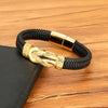 Xqni Stainless Steel Bracelets Weave Black/Brown Leahter Magnetic Buckle Rope Jewelry Accessories Bangles Gifts for Men Friend - Image 4