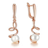 Rose Gold Color Drop Earrings for Women Unique Geometric Hollow Pearl Bridal Earrings Wedding Jewelry - Image 5