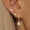3PCS Stainless Steel Hoop Earrings Set for Women Crystal Zircon Huggie Flower Water Drop Piercing Earring Wedding Jewelry - Image 3