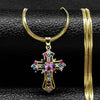 Vintage Shiny Zircon Jesus Cross Religious Amulet Necklace Women Stainless Steel Clavicle Snake Chain Choker Necklaces Jewelry - Image 11