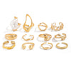 12Pcs/Set Vintage Imitation Pearl Water Drop Open Rings for Women Goth Irregular Geometric Ring Wedding Finger Jewelry - Image 5