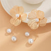 Large Flower Earring with Pearl Pendant Korean Design Stud Earrings for Women Girls Metal Jewelry Accessories Party Gift - Image 6