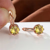 Cute Female Crystal Blue Round Stone Earrings Simple Crown Rose Gold Color Bride Jewelry For Women - Image 11