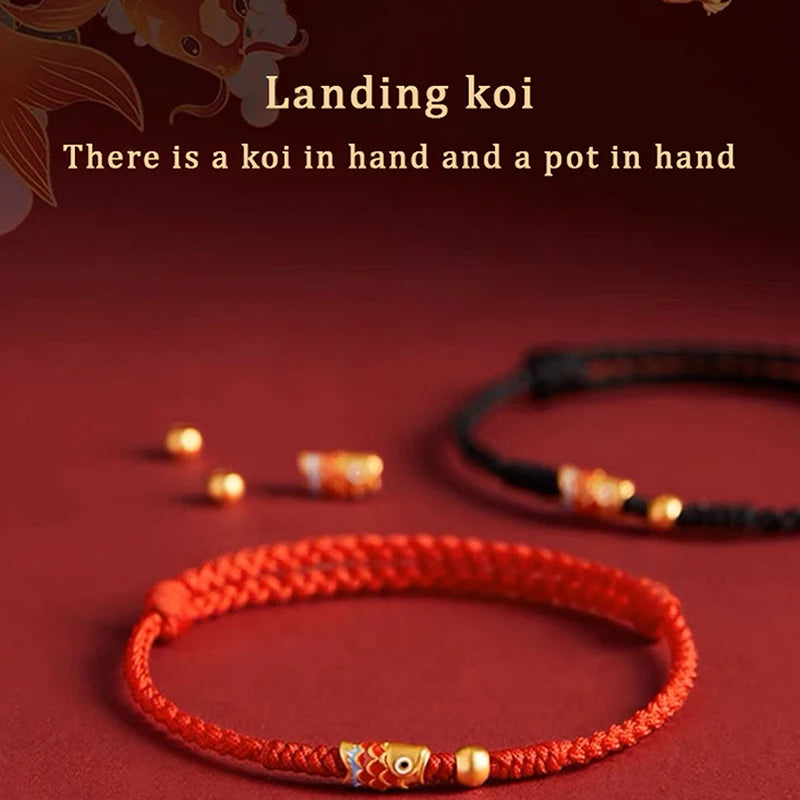 Hand Braided Koi Fish Lucky Bracelet Hand-Woven Bangle For Women Friends Lovers Size Adjustable Bracelet Gift - Image 1