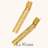 La. Muses Retro Irregular Surface Rectangular Stainless Steel Women's Earrings Gold Plated Jewelry Gifts - Image 1