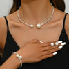 2Pcs Classic Wedding Party Jewelry Sets For Women Pearl Rhinestones Necklace Bracelet Accessories Gift - Image 2