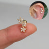 1PC Curved Cz Cartilage Stud Moon Leaf Helix Rook Conch Screw Back Earring Stainless Steel Ear Piercing Jewelry - Image 13