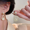 Vintage Elegance Multi-Style Clip-on Earrings for Non-Pierced Ears Women Retro Pearl Resin Tiger's Eye Stone Clip-ons Earrings - Image 6