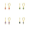 Colorful Zircon Geometric Drop-shaped Hoop Earrings Women Personality Huggie - Image 2