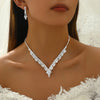 Women's Rhinestone Sparkling Earrings Necklace Bracelet Ring Jewelry Set Wedding Banquet Party Holiday Gift - Image 9