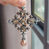 Temperament Imitation Pearl Pendant Baroque Cross Rhinestone Broochs for Women Men Collar Pin Jewelry Gifts - Image 3