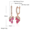 Red Pomegranate Flower Long Drop Earrings For Women Rose Gold Color Elegant Zircon Jewelry Accessories - Image 2