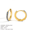 Rhinestone Simple Stainless Steel Birthstone Hoop Earrings Gold Color for Women Men Party Jewelry Gifts - Image 2