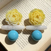 Gradient yellow peony earrings - Image 2