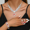 Elegant Bridal Jewelry Set Necklace Earrings with Sparkling Rhinestones for Weddings Parties - Image 2