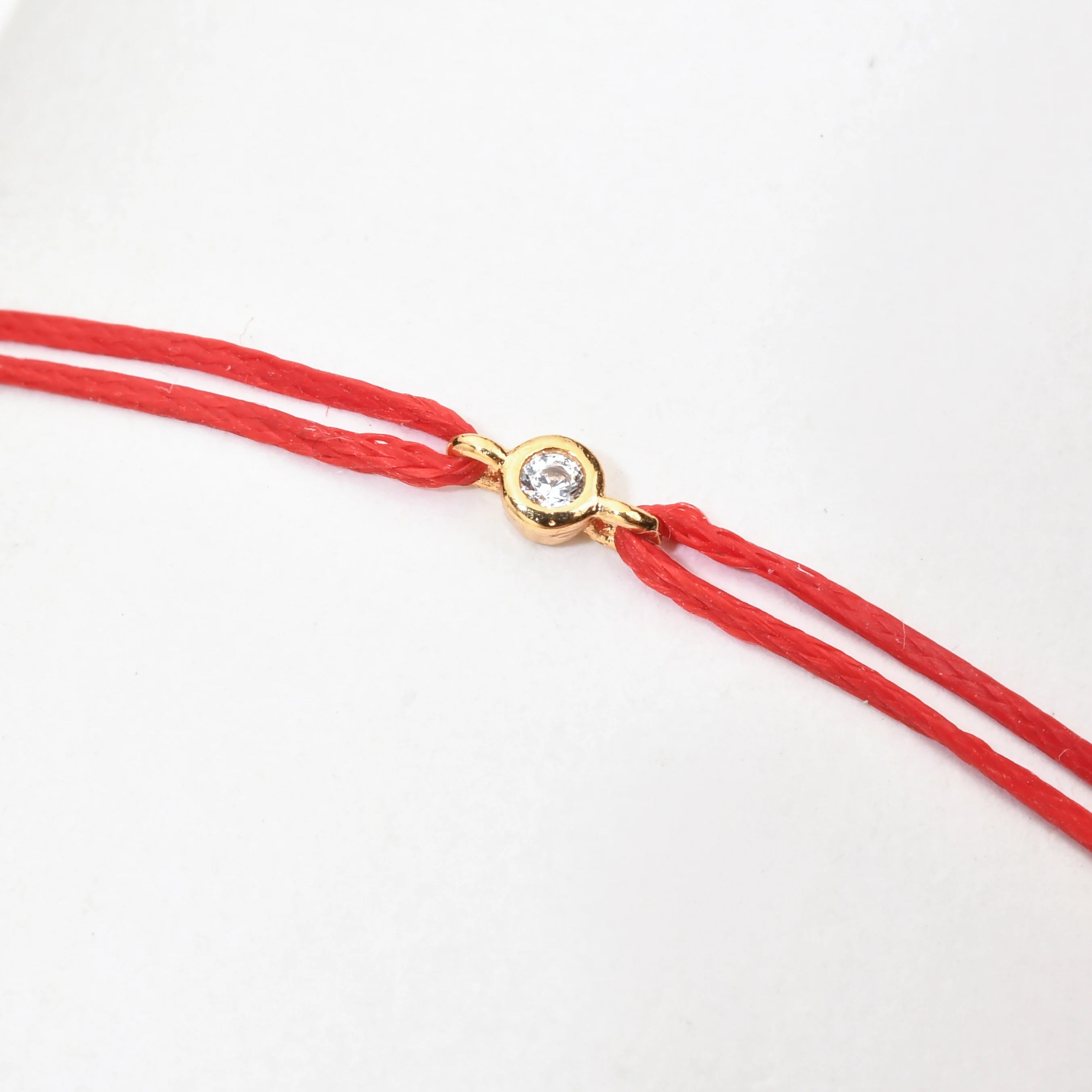 Small Round Cubic Zirconia Stone Red String Bracelet for Women Girl Handmade Simple CZ Charm Bracelet Adjustable Jewelry - Image 1