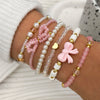 6Pcs/Set European and American Cute Pearl Love Beaded Bow Bracelets Set For Women Simple Design Sweet Jewelry Gifts - Image 1