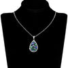 Geometric Green/Blue Cubic Zirconia Necklace for Women Silver Color Chain Women Wedding Jewelry - Image 5