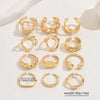 Twelve-Piece Adjustable Alloy Ring Set with Geometric Styles - Image 11