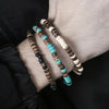 Coconut Wood Bead Stretch Bracelet with Blue and Multicolor Accents - Image 5